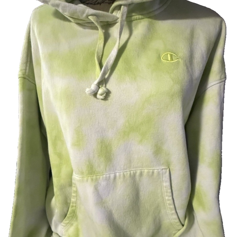 Champion Womens Tie Dye Hoodie Relaxed Fit Green Sz Large